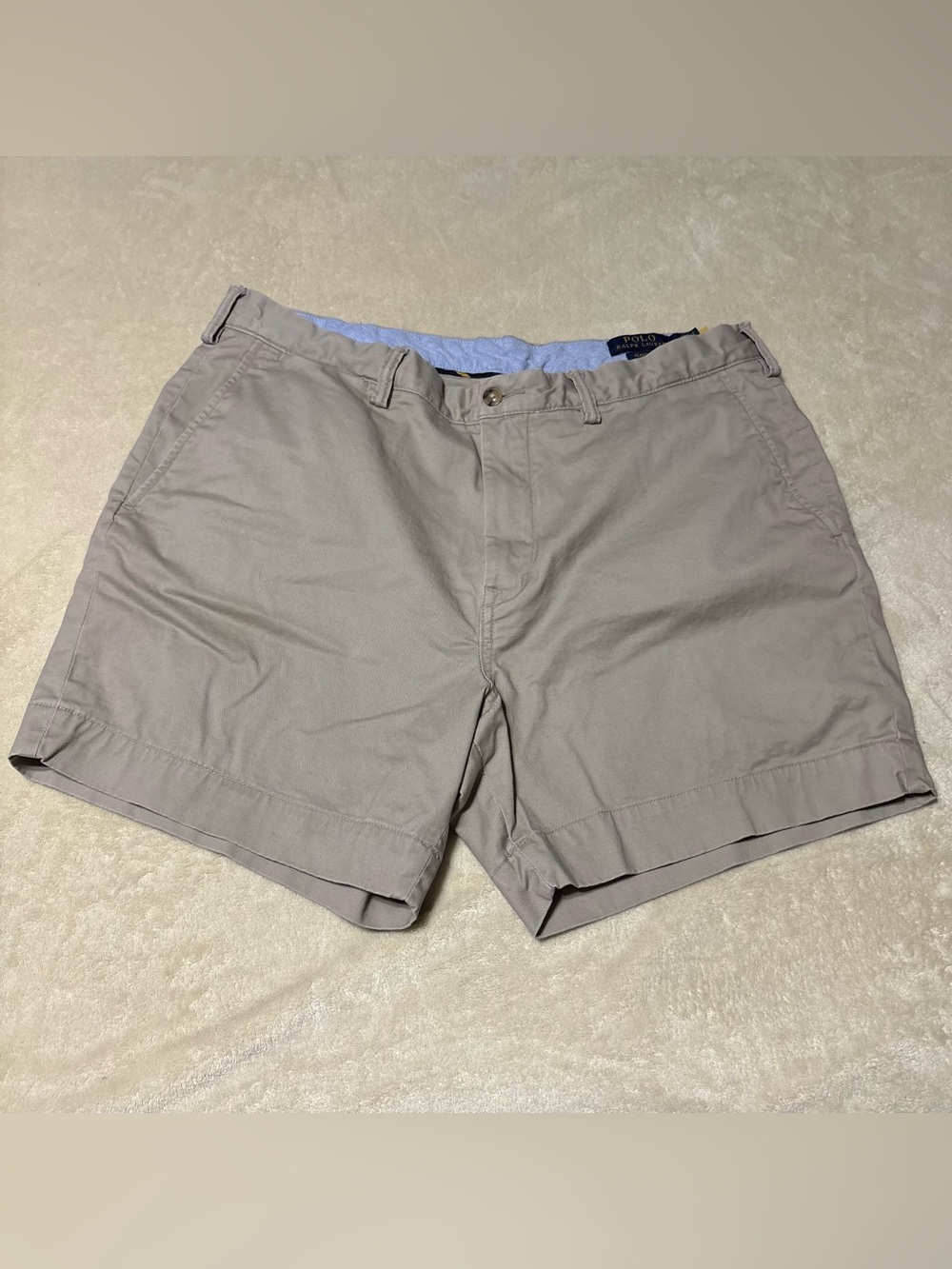 Ralph Lauren Men’s Light Beige Flat-Front Cotton Shorts